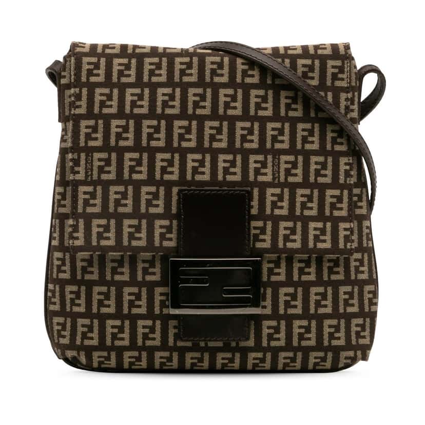 Fendi Zucchino Canvas Crossbody Brown Canvas Good condition - Front View