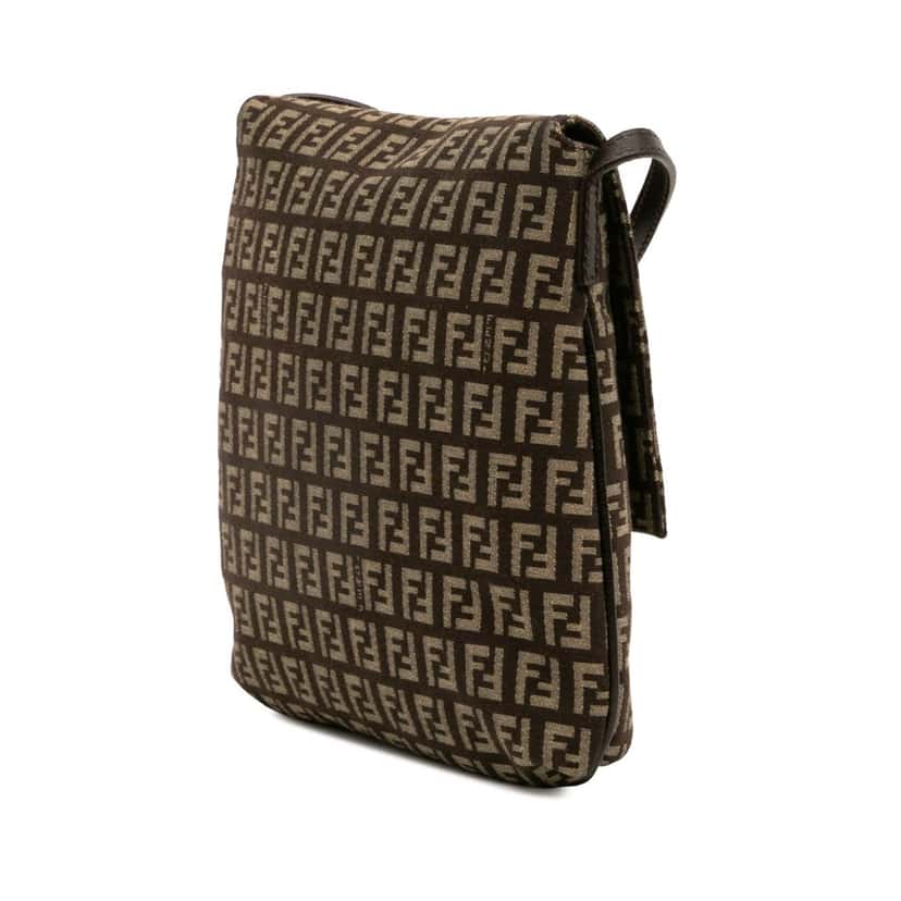 Fendi Zucchino Canvas Crossbody Brown Canvas Good condition - Back View