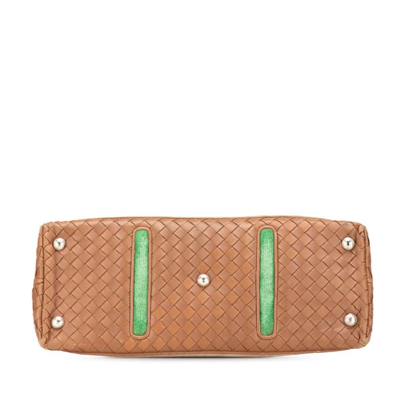 Bottega Veneta Velvet Trimmed Nappa Intrecciato Frame Bag Brown Leather Good condition - Inside View