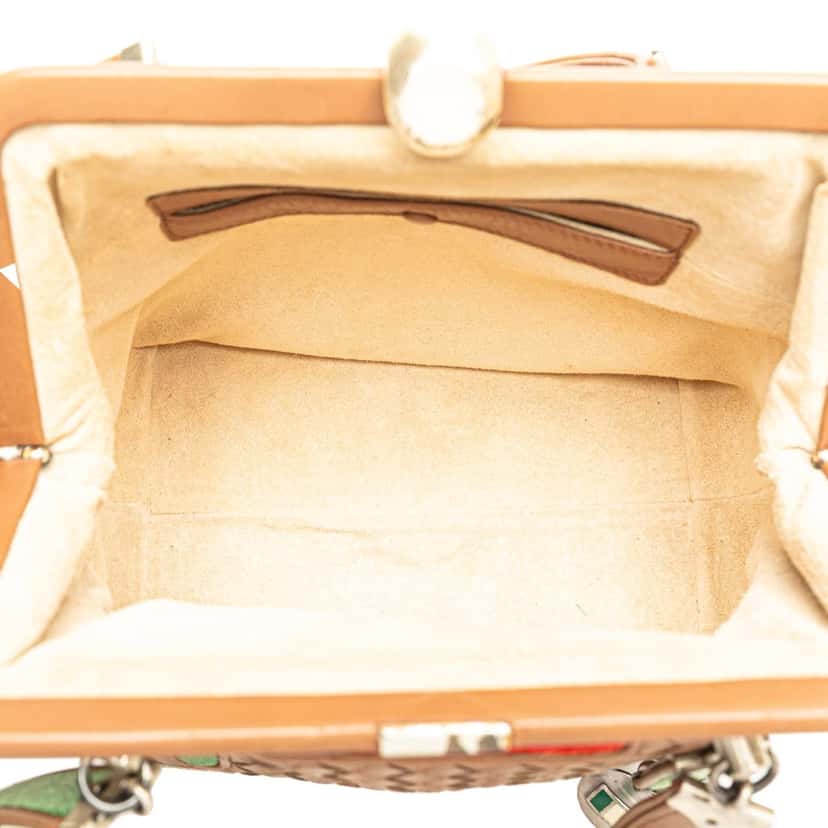 Bottega Veneta Velvet Trimmed Nappa Intrecciato Frame Bag Brown Leather Good condition - Model View