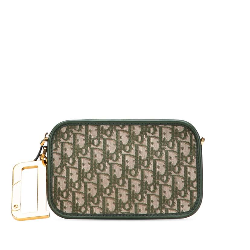 Dior Oblique Canvas Diorquake Clutch Green Canvas Good condition - Front View