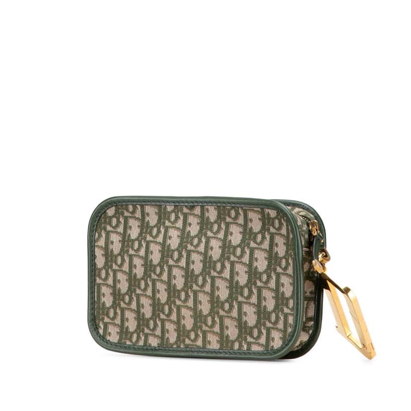 Dior Oblique Canvas Diorquake Clutch Green Canvas Good condition - Back View