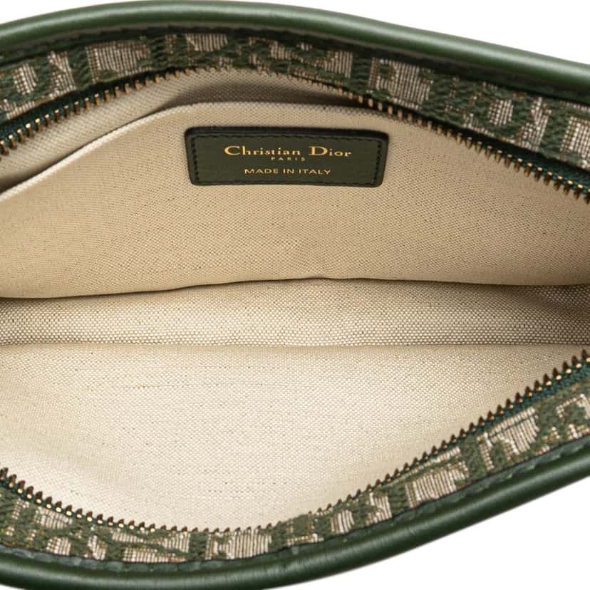 Dior Oblique Canvas Diorquake Clutch Green Canvas Good condition - Model View
