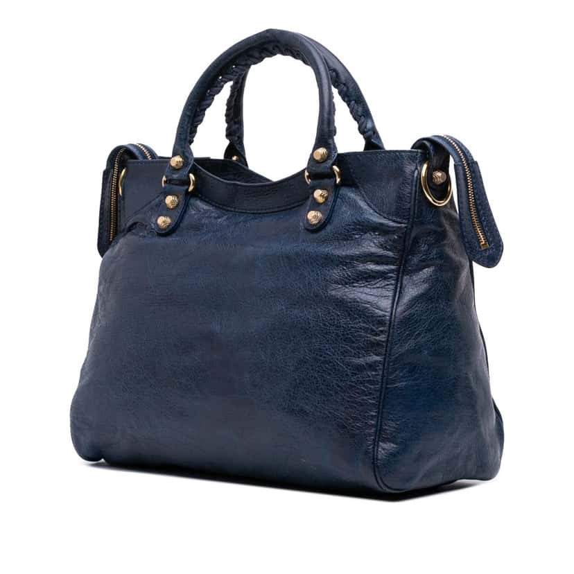Balenciaga Lambskin Motocross Giant 12 Velo Satchel Blue Leather Good condition - Back View