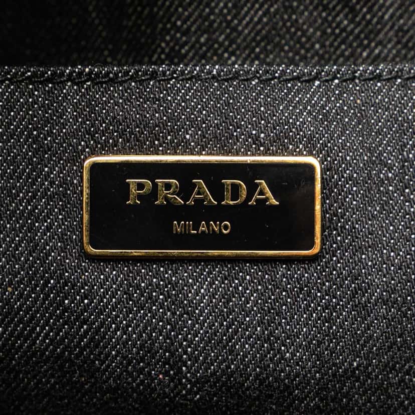 Prada Denim Canapa Logo Satchel Grey Denim Good condition - Box View