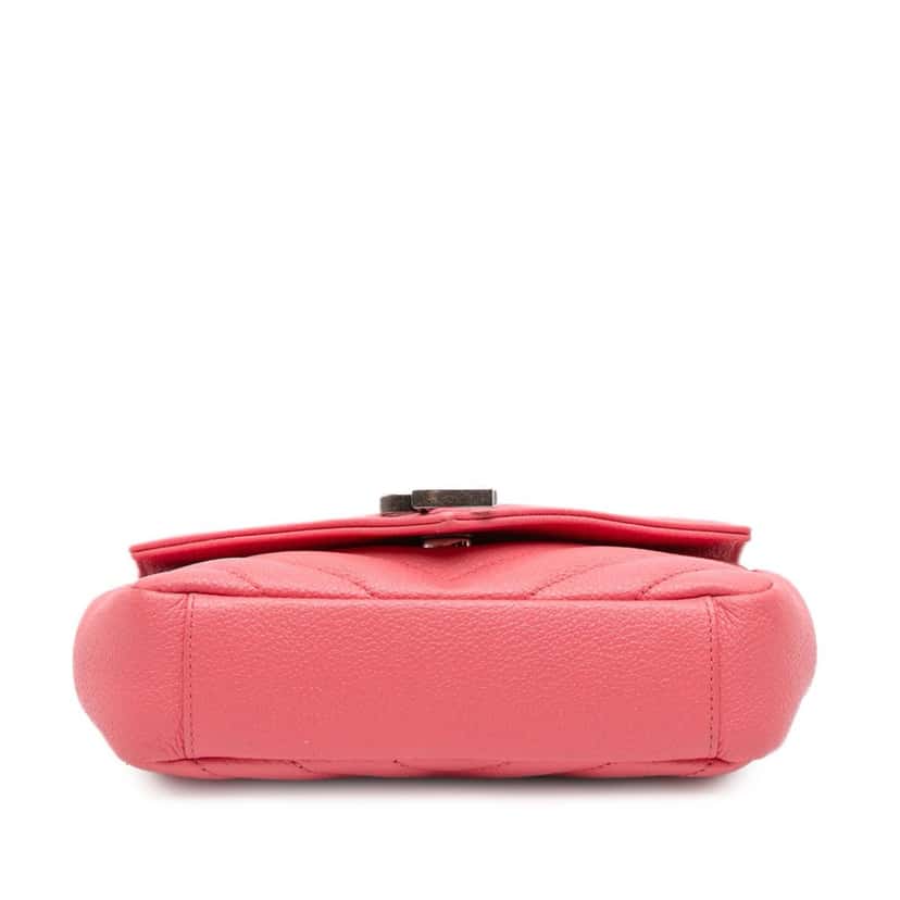 Saint Laurent Baby Grained Calfskin Chevron Classic Monogram Chain Bag Pink Leather Good condition - Inside View