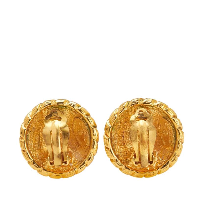 Chanel Gold Plated CC Windmill Clip On Earrings Gold Metal Good condition - Back View