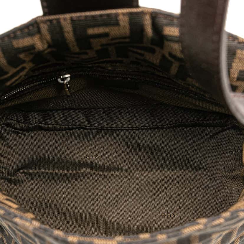 Fendi Zucca Canvas Double Flap Shoulder Bag Brown Canvas Good condition - Model View