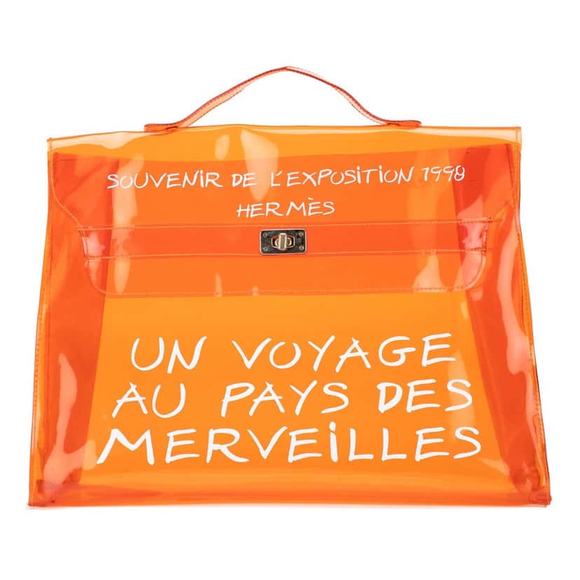 Hermès Vinyl Souvenir De L Exposition Kelly Handbag Orange Good condition - Front View