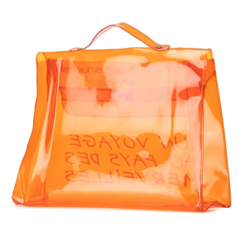 Hermès Vinyl Souvenir De L Exposition Kelly Handbag Orange Good condition - Back View