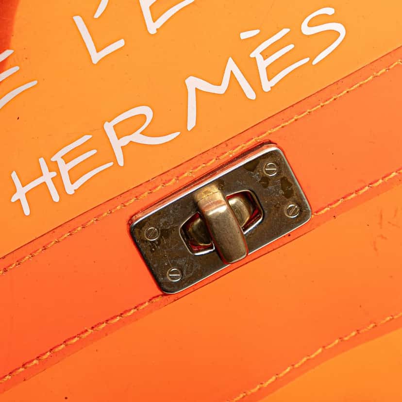 Hermès Vinyl Souvenir De L Exposition Kelly Handbag Orange Good condition - Box View
