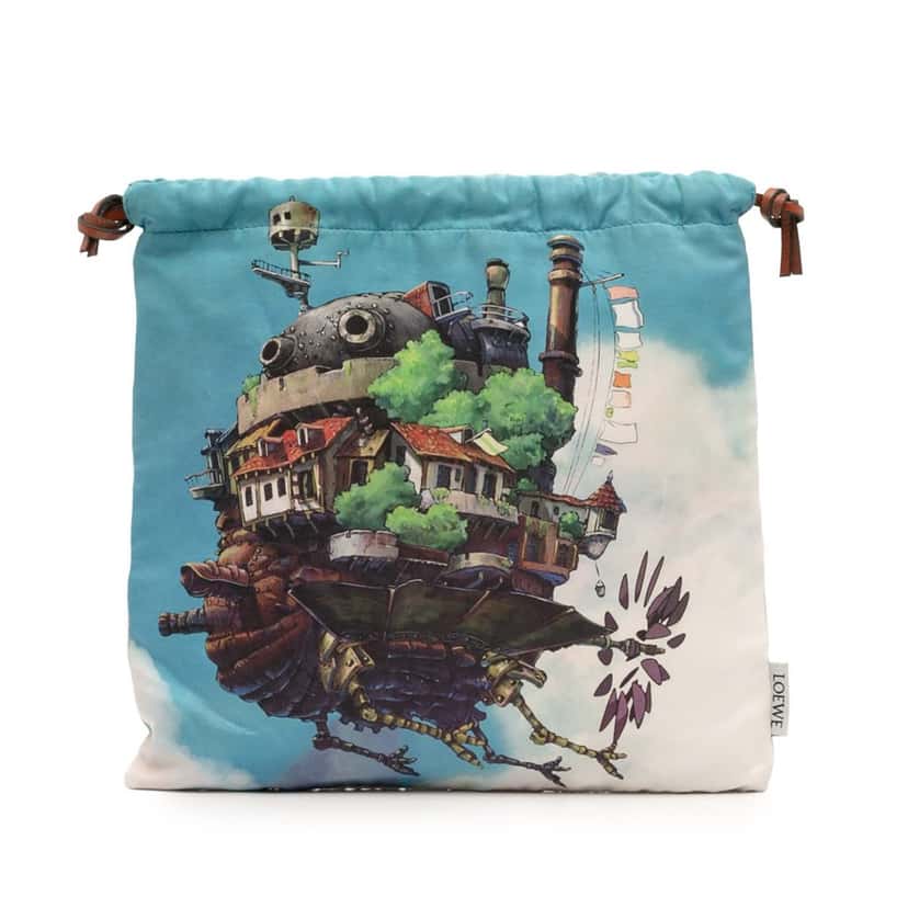 Loewe Studio Ghibli Howls Moving Castle Canvas Drawstring Pouch Blue Canvas Good condition - Front View