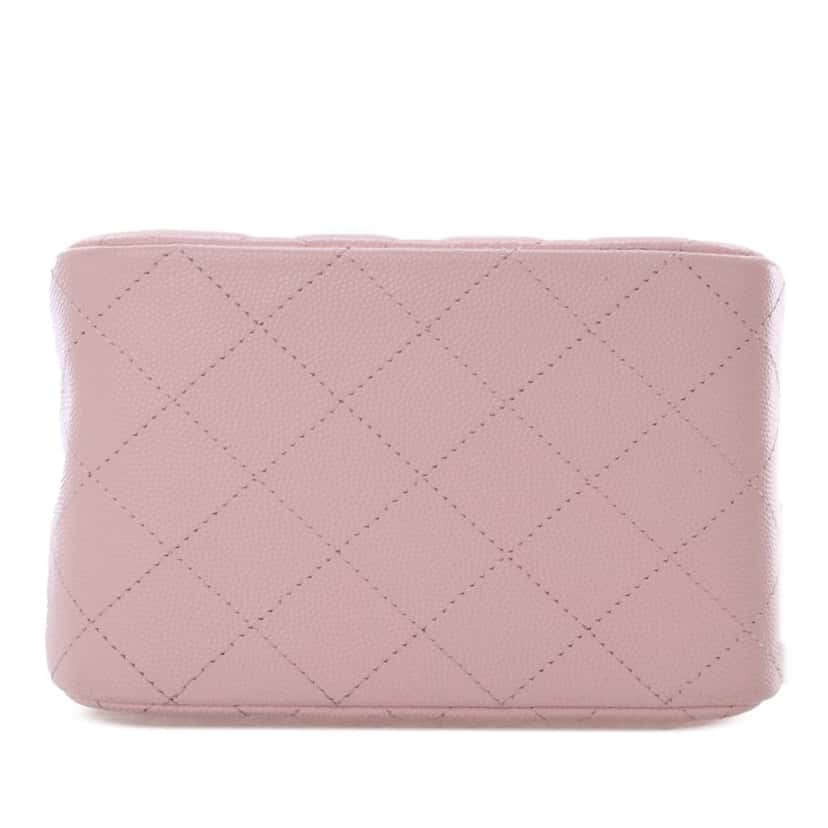 Chanel Mini Quilted Caviar Bucket Bag Pink Leather Good condition - Model View