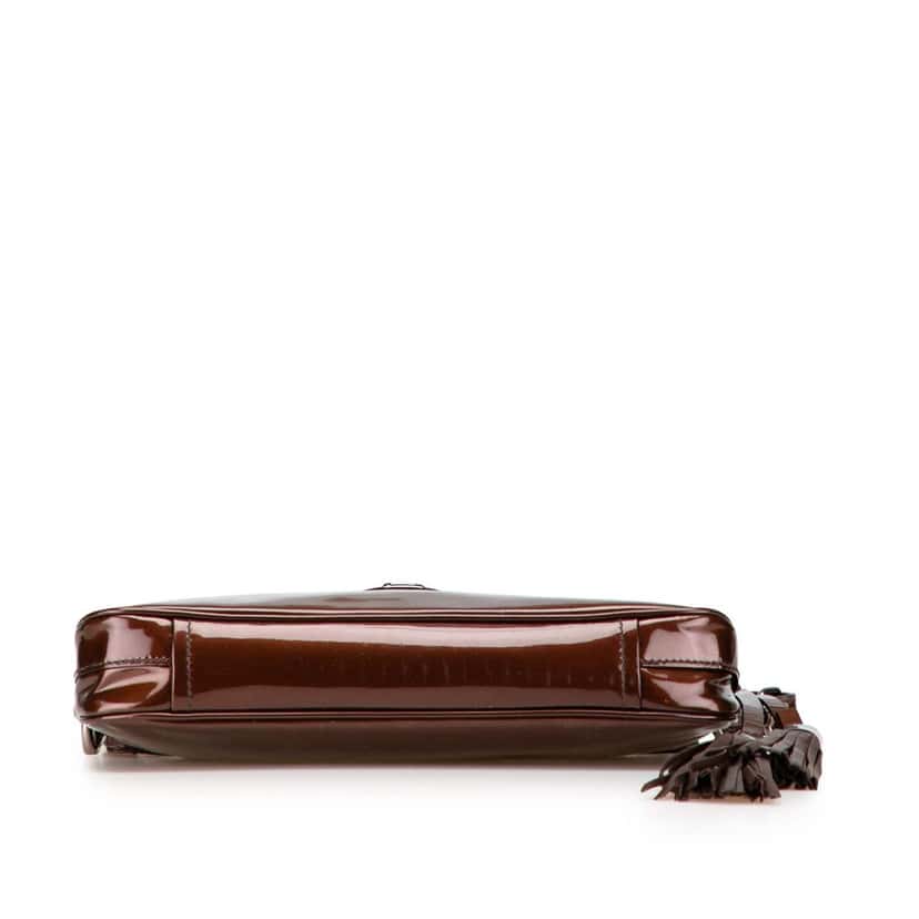 Prada Patent Tassel Shoulder Bag Brown Leather Good condition - Inside View