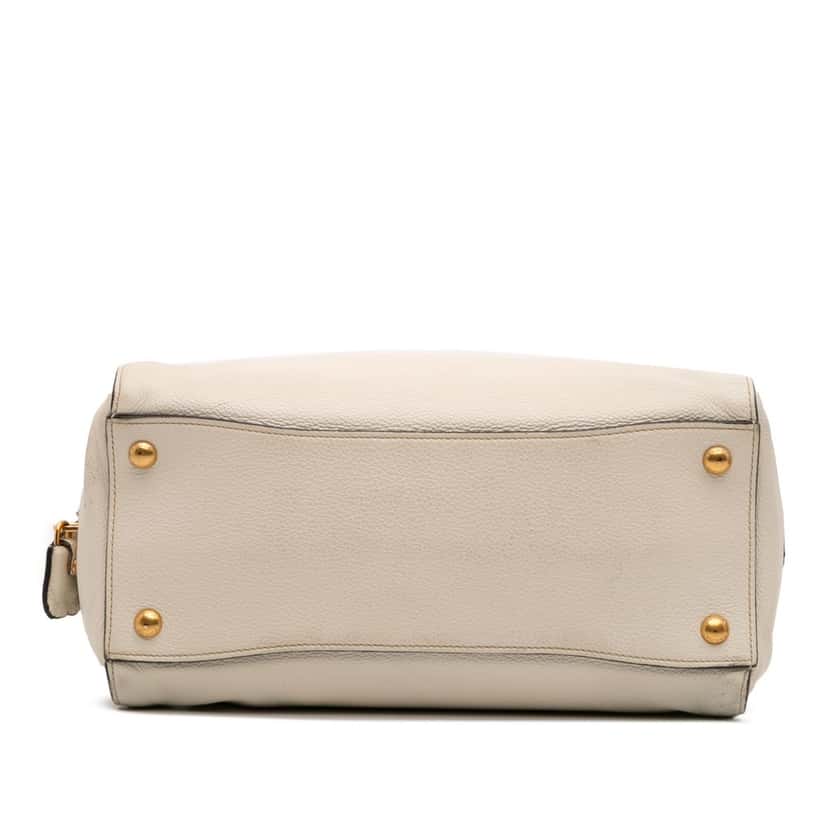 Prada Vitello Daino Zip Top Satchel White Leather Fair condition - Inside View