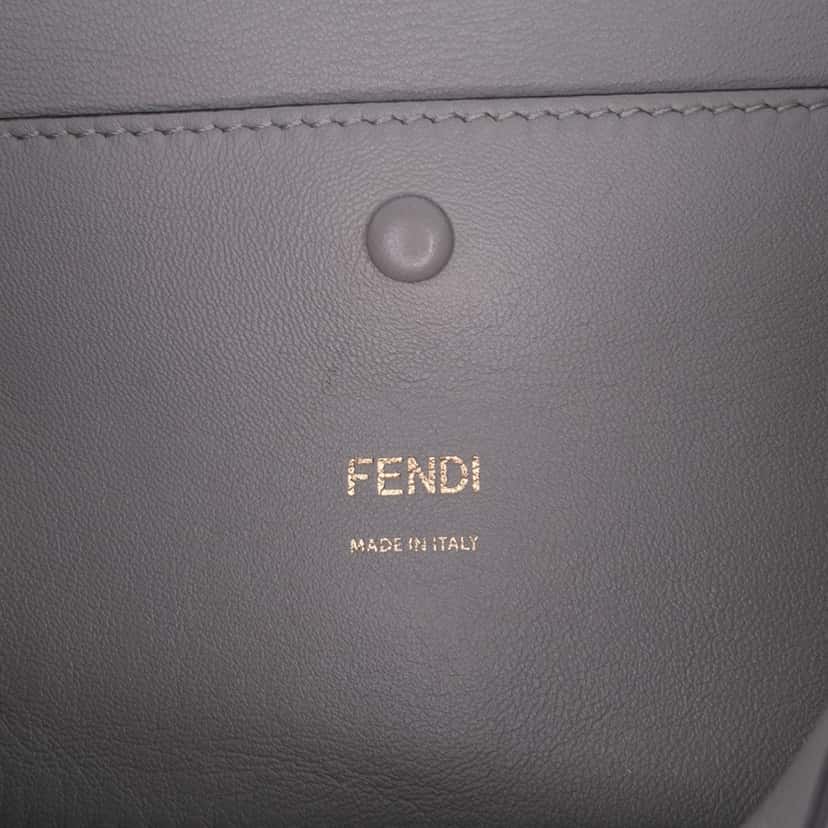 Fendi Embroidered Lace Leather Baguette Chain Grey Leather Good condition - Box View