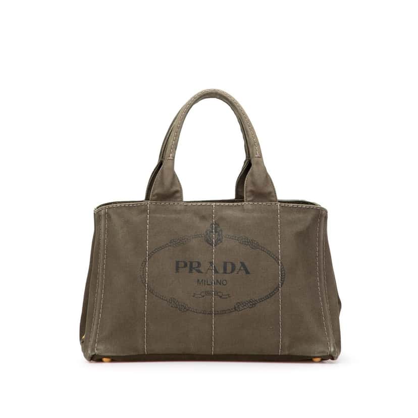 Prada Canvas Canapa Logo Satchel Brown Canvas Good condition - Front View