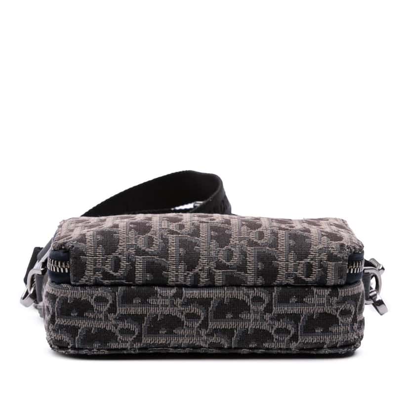 Dior Oblique Canvas Zipped Pouch with Strap Black Canvas Good condition - Inside View