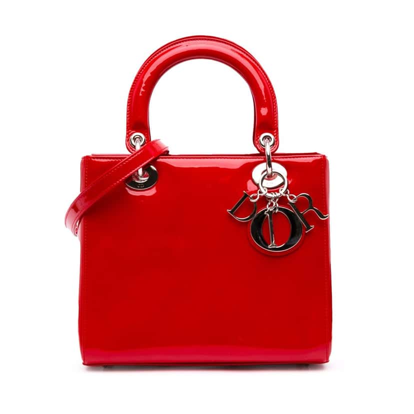 Dior Medium Patent Lady Dior Red Leather Good condition - Front View
