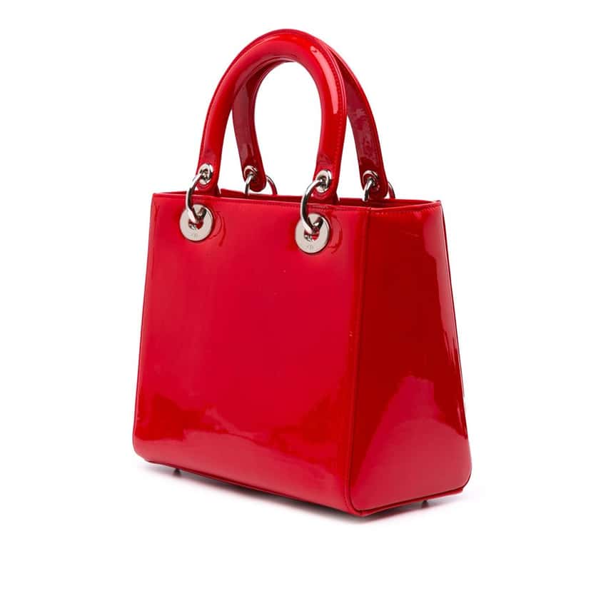 Dior Medium Patent Lady Dior Red Leather Good condition - Back View