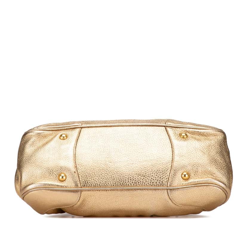 Prada Metallic Vitello Daino Frame Handbag Gold Leather Good condition - Inside View