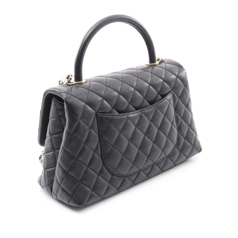 Chanel Small Caviar Coco Top Handle Bag Black Leather Good condition - Back View