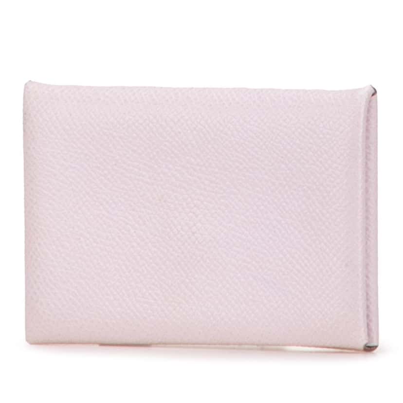 Hermès Epsom Calvi Card Holder Pink Leather Good condition - Back View