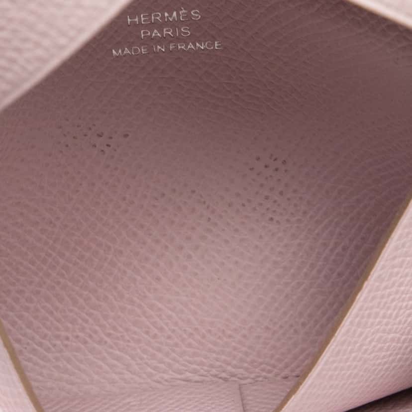 Hermès Epsom Calvi Card Holder Pink Leather Good condition - Model View
