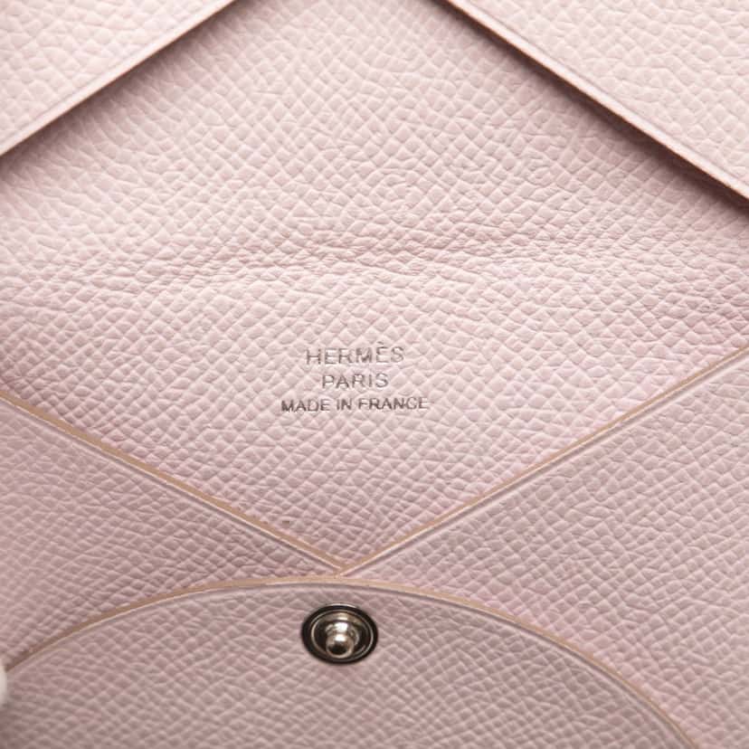 Hermès Epsom Calvi Card Holder Pink Leather Good condition - Box View