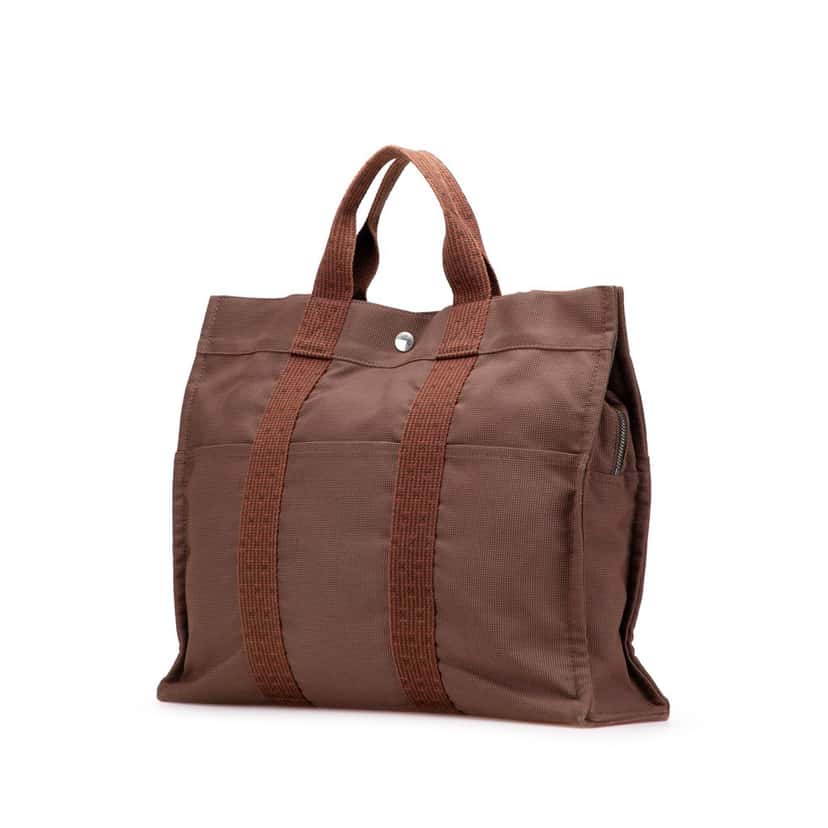 Hermès Canvas Herline MM Brown Canvas Good condition - Back View