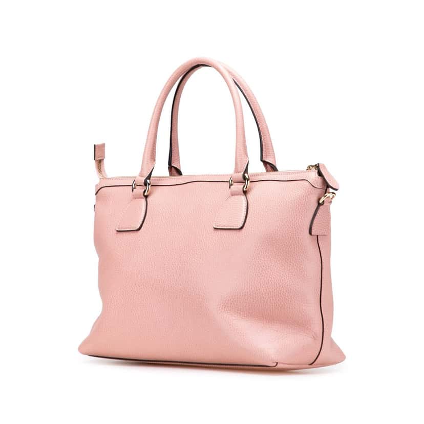 Gucci Dollar Calfskin GG Charm Satchel Pink Leather Good condition - Back View
