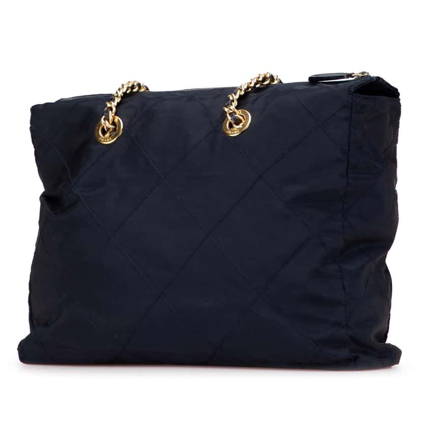 Prada Impuntu Tessuto Chain Tote Blue Good condition - Back View