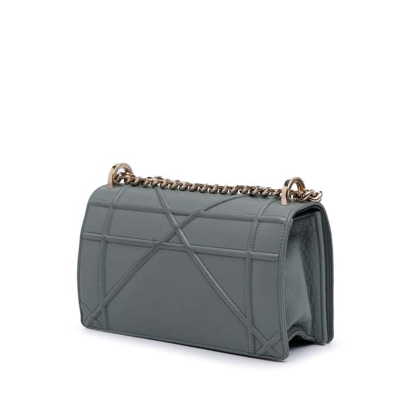 Dior Small Grained Calfskin Diorama Flap Grey Leather Good condition - Back View