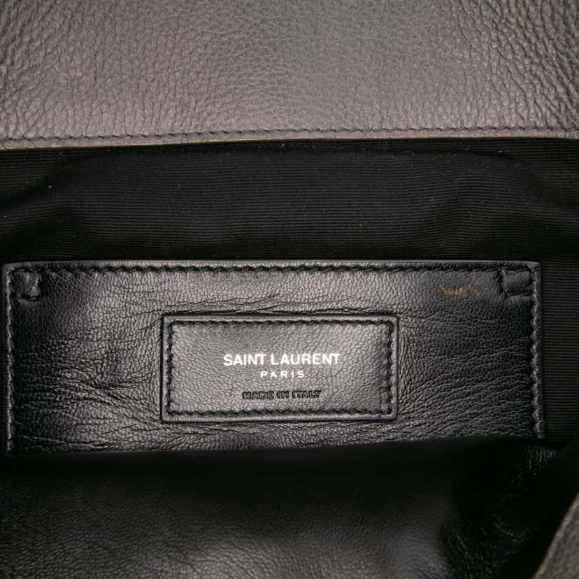 Saint Laurent Large Chevron Sheepskin Monogram College Bag Grey Leather Good condition - Box View