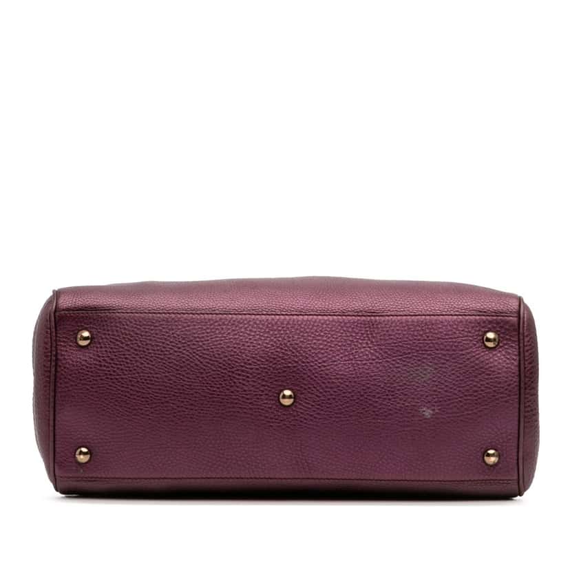 Gucci Medium Calfskin Bamboo Shopper Satchel Purple Leather Good condition - Inside View