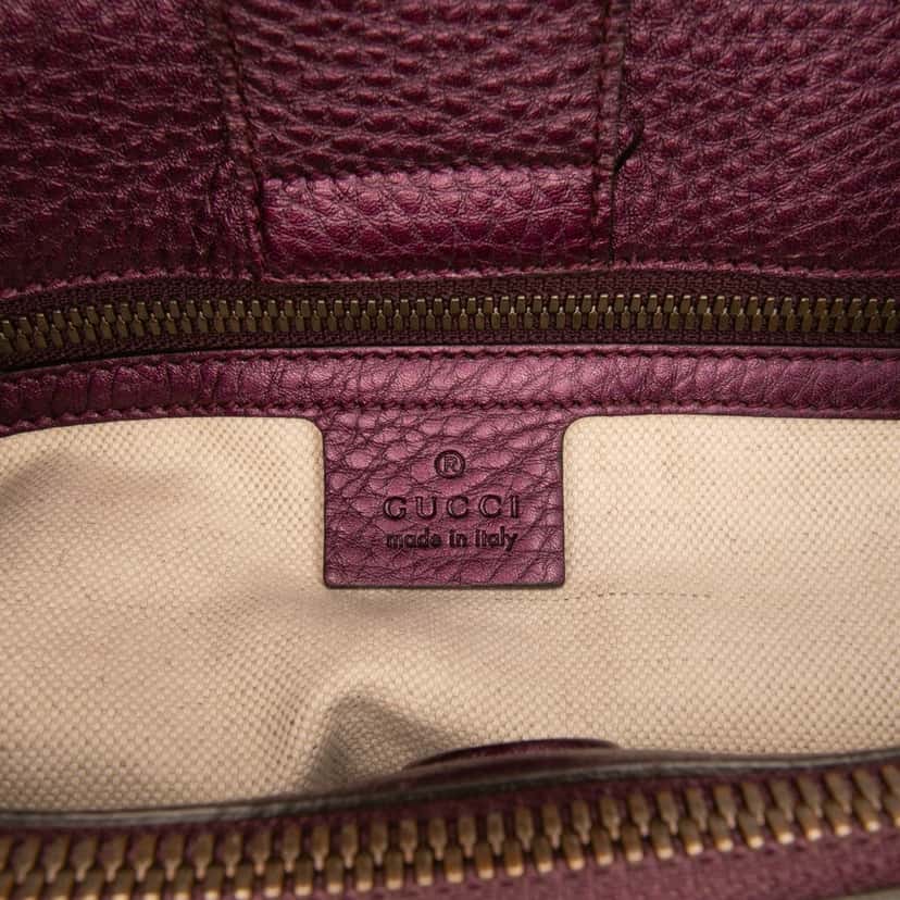 Gucci Medium Calfskin Bamboo Shopper Satchel Purple Leather Good condition - Box View