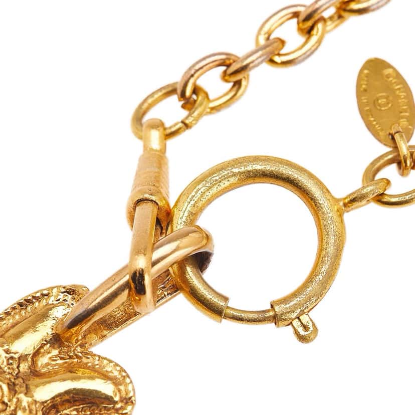 Chanel Gold Plated Leo Lion Sun Medallion Necklace Gold Metal Good condition - Inside View