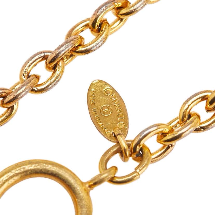 Chanel Gold Plated Leo Lion Sun Medallion Necklace Gold Metal Good condition - Model View