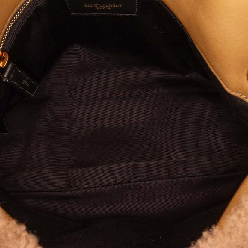 Saint Laurent Small Shearling Loulou Puffer Shoulder Bag Brown Good condition - Model View