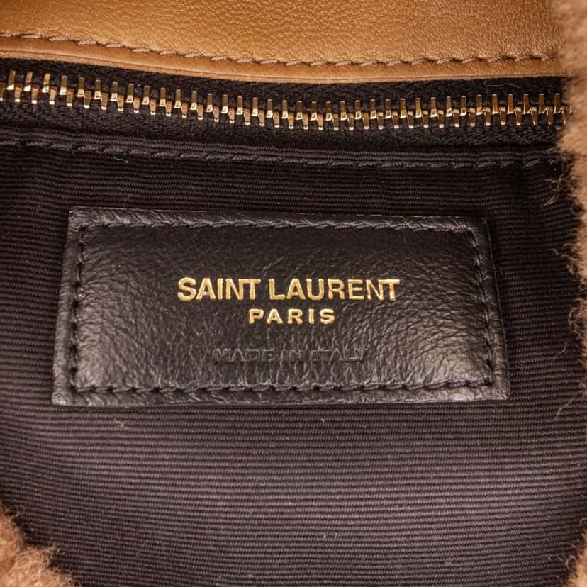 Saint Laurent Small Shearling Loulou Puffer Shoulder Bag Brown Good condition - Box View