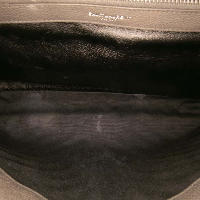 Saint Laurent Large Chevron Sheepskin Monogram College Bag Grey Leather Fair condition - Model View