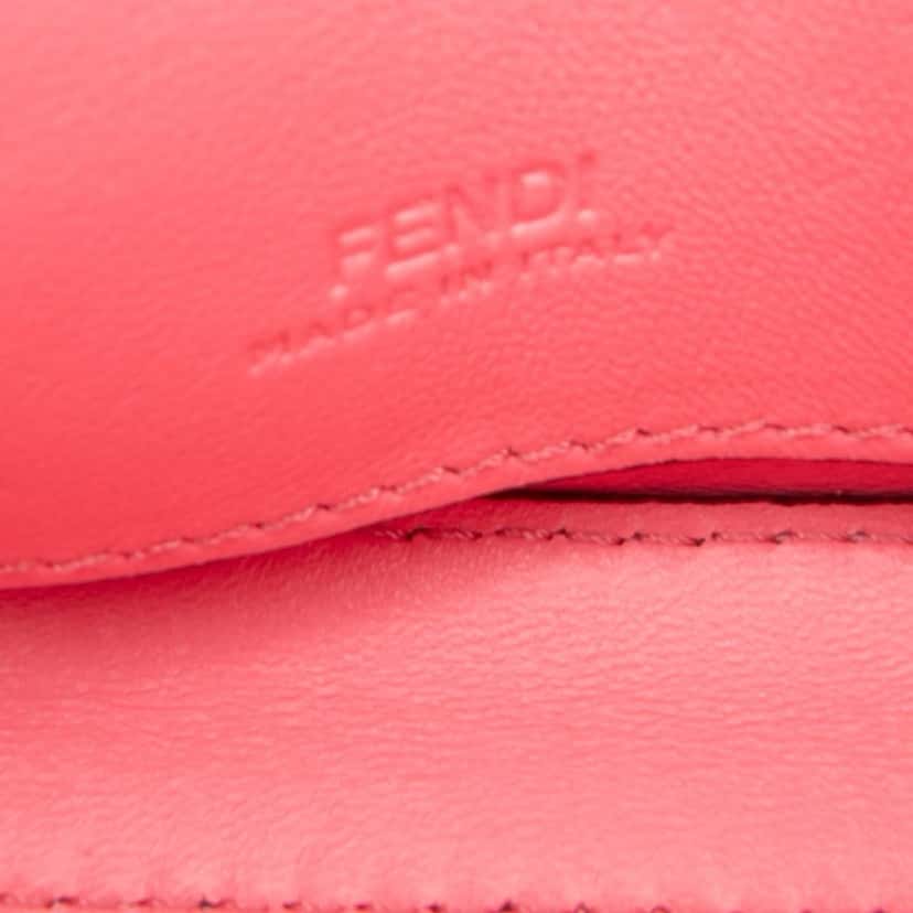 Fendi Nano Zucca Embossed Leather Baguette Charm Pink Leather Good condition - Model View