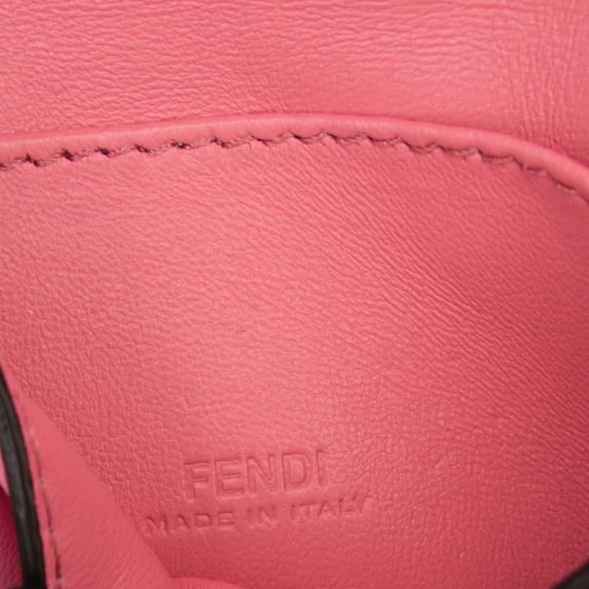 Fendi Nano Zucca Embossed Leather Baguette Charm Pink Leather Good condition - Box View