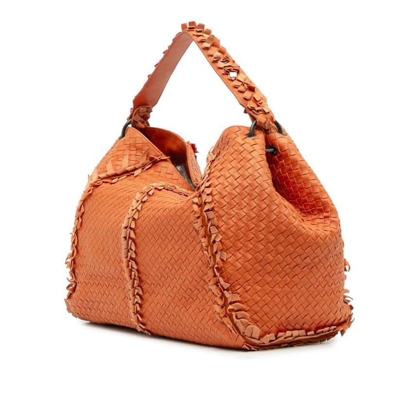 Bottega Veneta Large Nappa Intrecciato Franges Hobo Orange Leather Very good condition - Back View