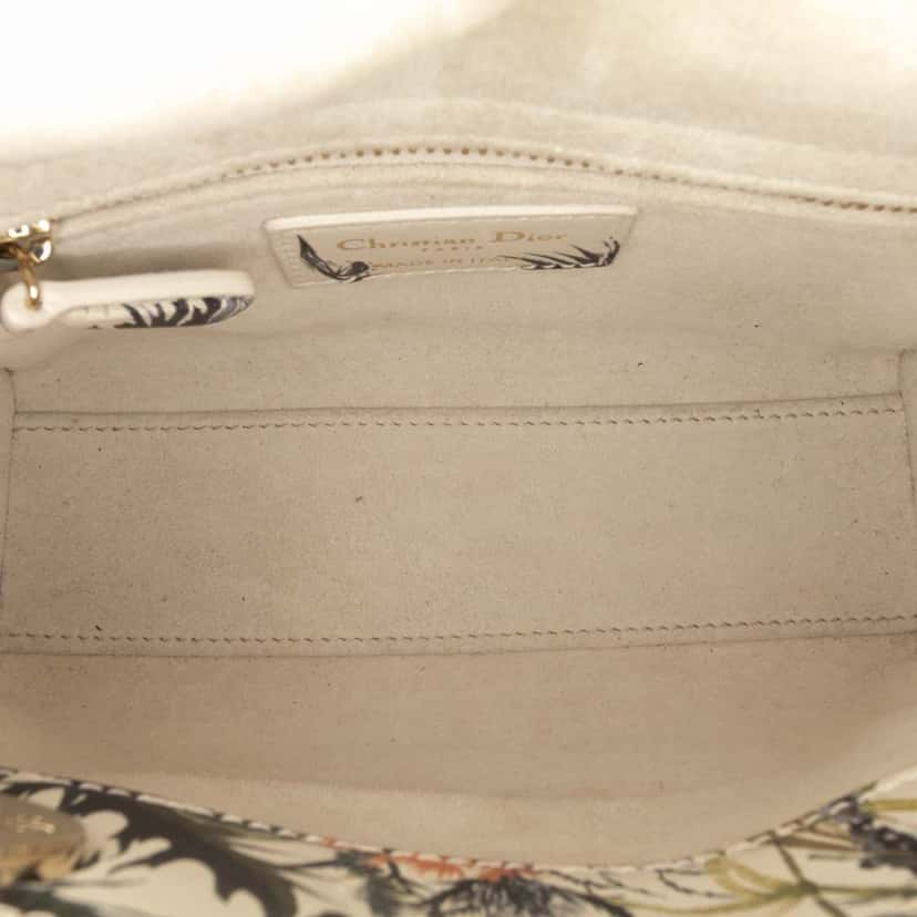 Dior Mini Calfskin Beaded Embroidered Jardin Naturel Lady Dior White Leather Good condition - Model View
