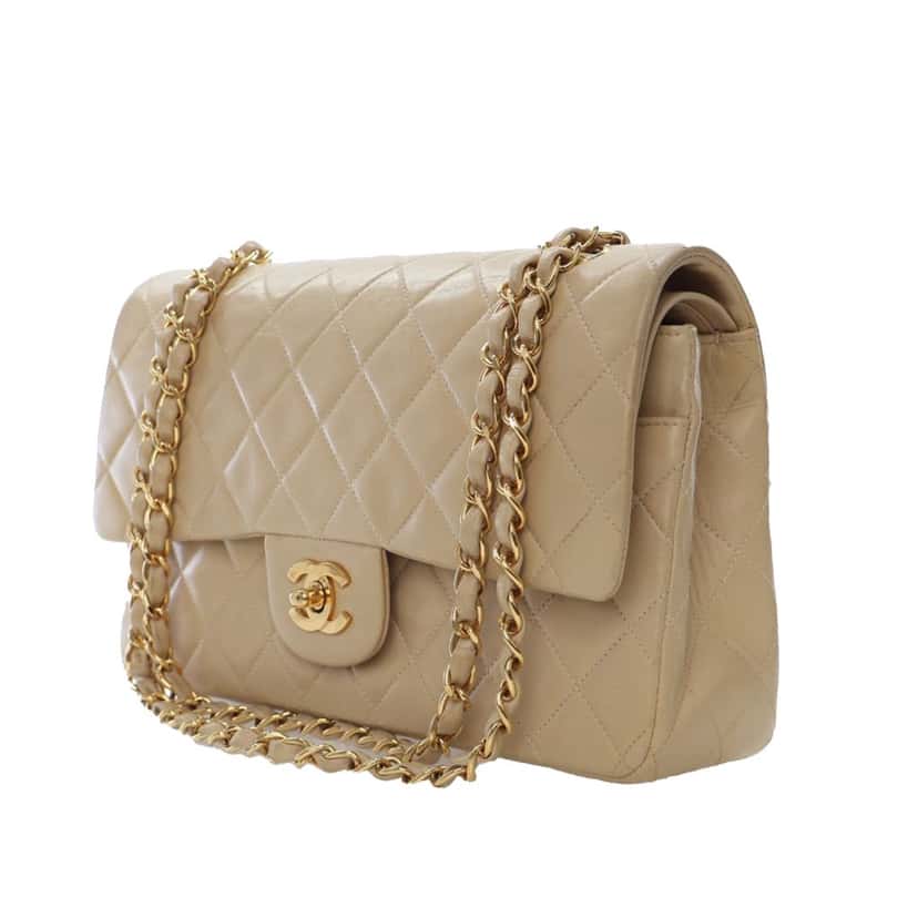 Chanel Medium Classic Lambskin Double Flap Brown Leather Good condition - Back View
