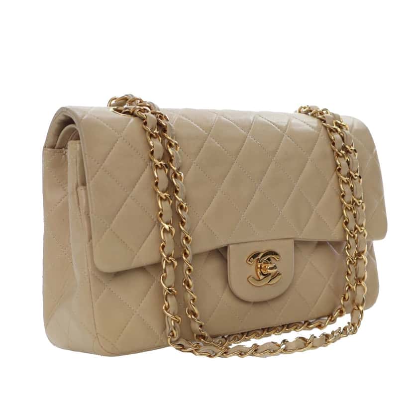 Chanel Medium Classic Lambskin Double Flap Brown Leather Good condition - Inside View