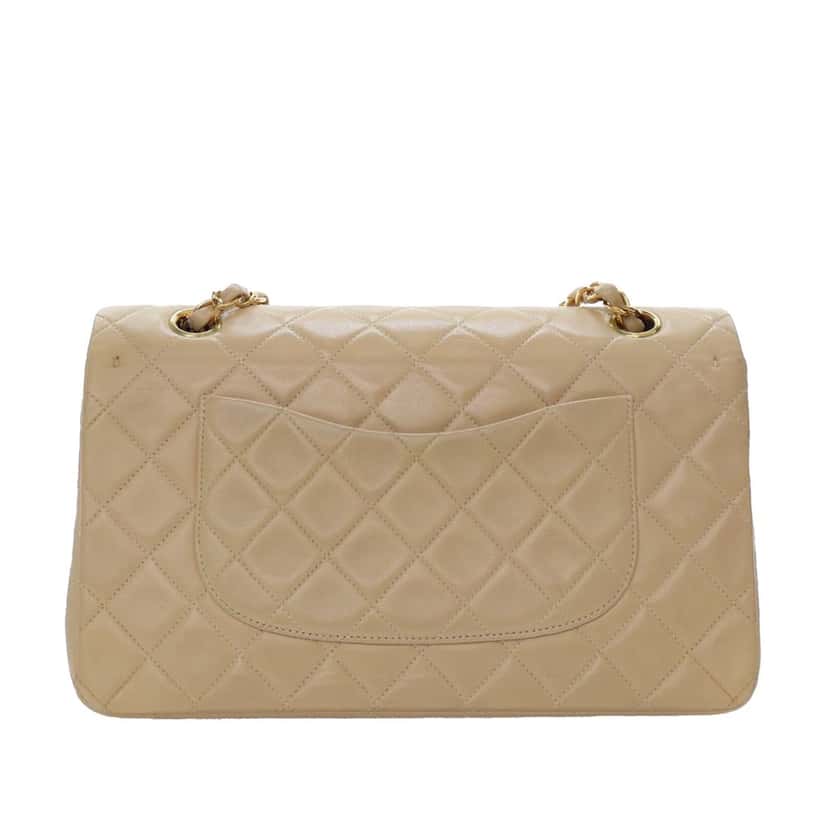 Chanel Medium Classic Lambskin Double Flap Brown Leather Good condition - Model View