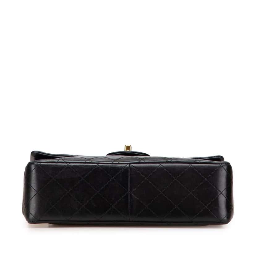 Chanel Medium Tall Classic Lambskin Double Flap Black Leather Good condition - Inside View