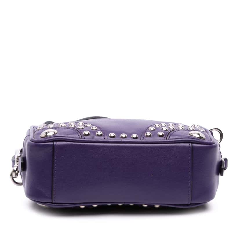 Prada Mini Leather Studded Camera Bag Purple Leather Good condition - Inside View
